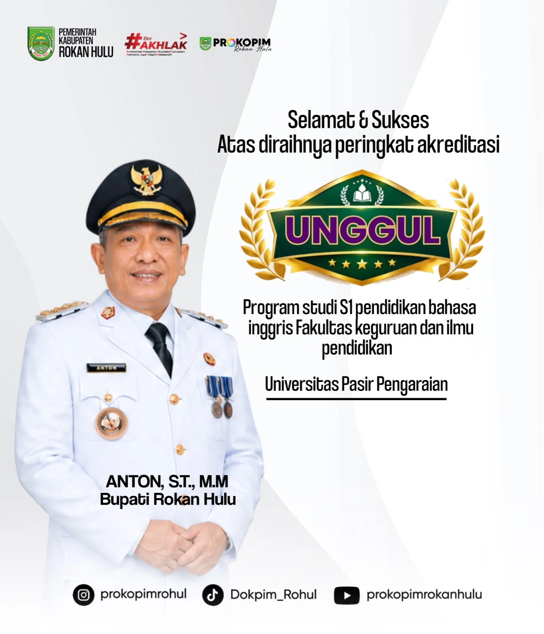 Bupati Rohul Apresiasi Akreditasi Unggul Prodi Bahasa Inggris UPP